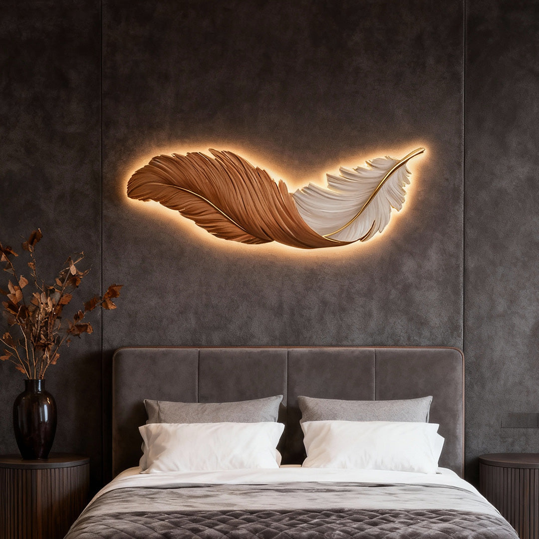 Applique Murale Design | Plumes, LED avec Télécommande USB 4