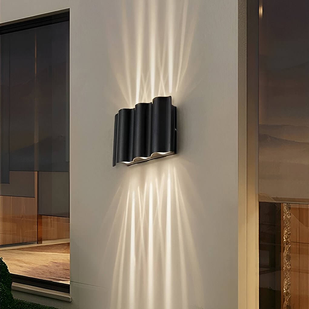 Applique Murale Extérieur | Aluminium Ondulé, Éclairage LED Haut-Bas 4
