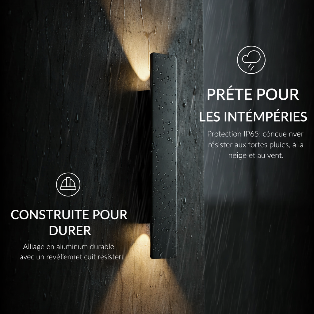Applique murale LED aluminium étanche IP65 éclairage up down design moderne façade terrasse entrée