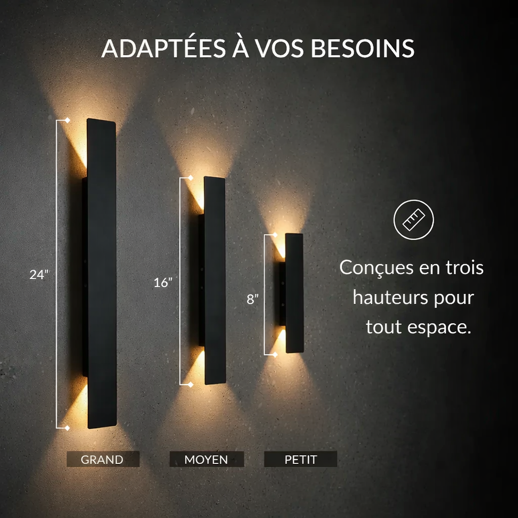 Applique murale LED aluminium étanche IP65 éclairage up down design moderne façade terrasse entrée