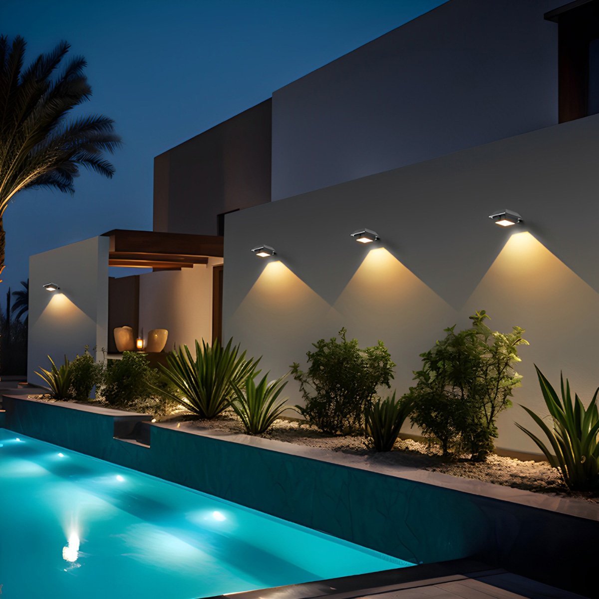 Appliques Murales Solaires | Design Carré, Étanche 2