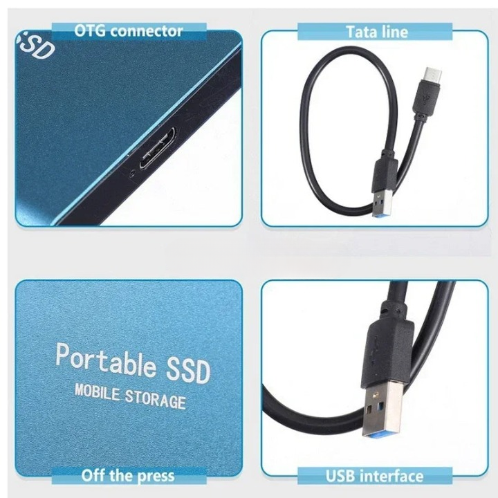 Disque SSD Portable de Stockage Externe Haute Vitesse USB-C 1050 Mo/s