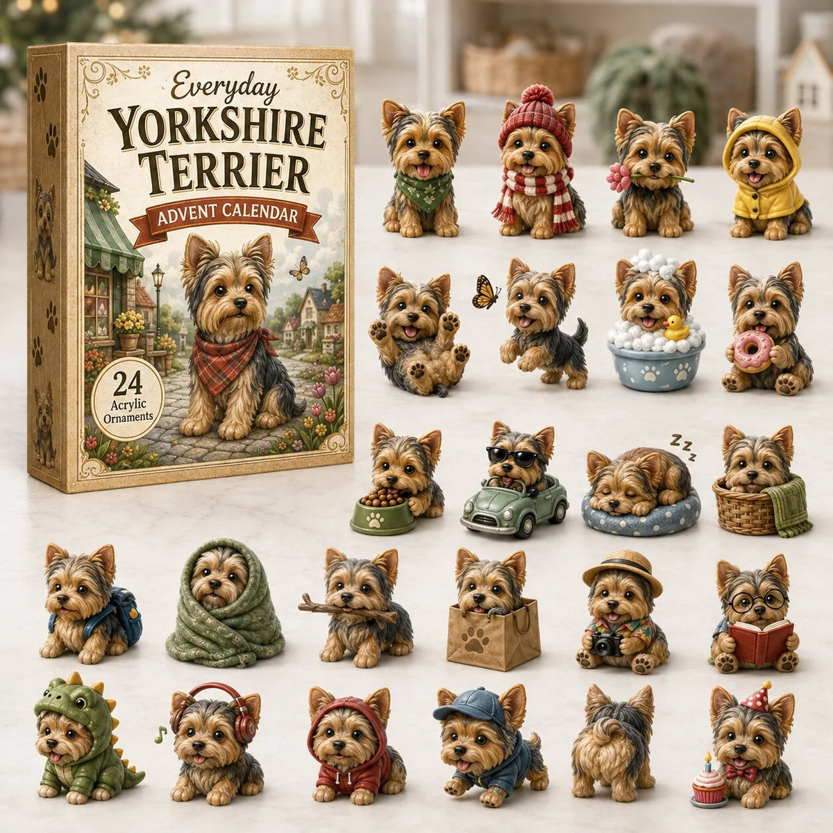 Calendrier de l'Avent 2026 pour Yorkshire Terrier - Compte à Rebours Festif de 24 Jours 0