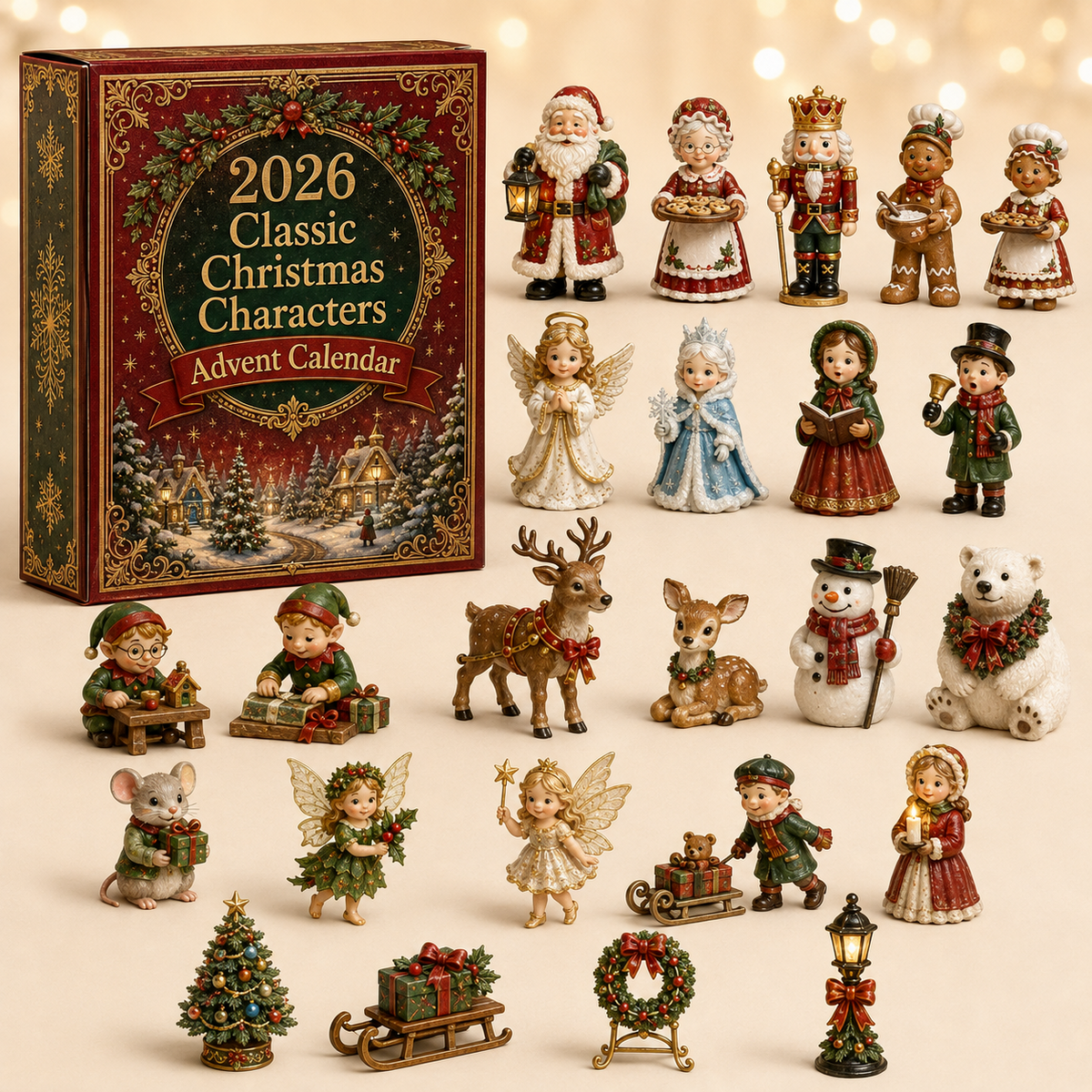 Calendrier de l'Avent Classique 2026 – Personnages de Noël et Charme Vintage 0