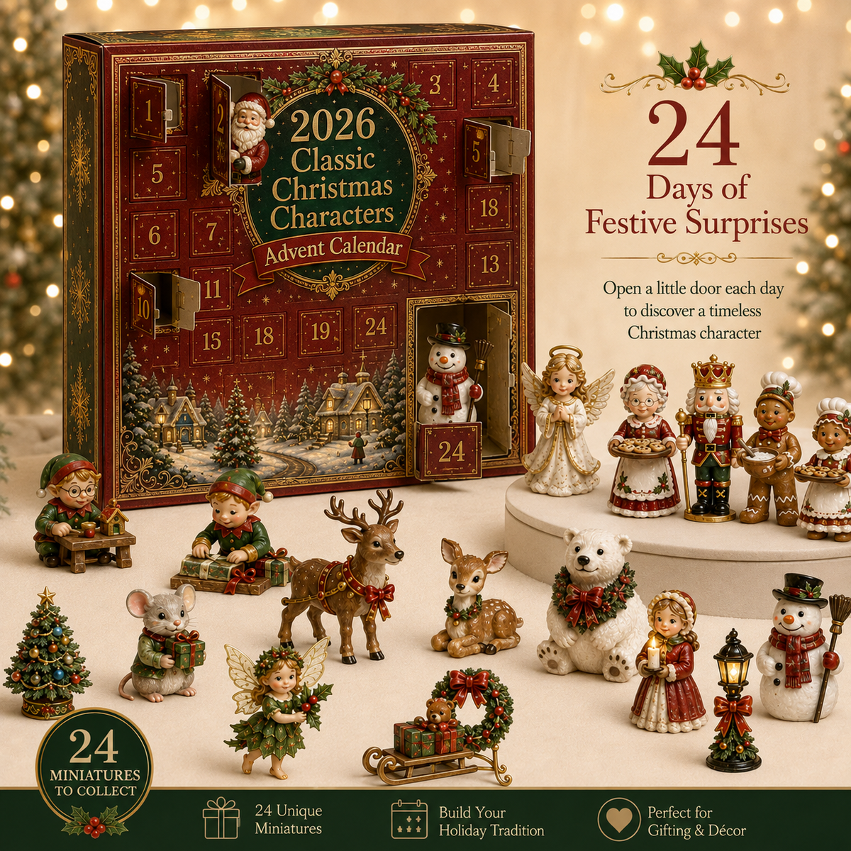Calendrier de l'Avent Classique 2026 – Personnages de Noël et Charme Vintage 4