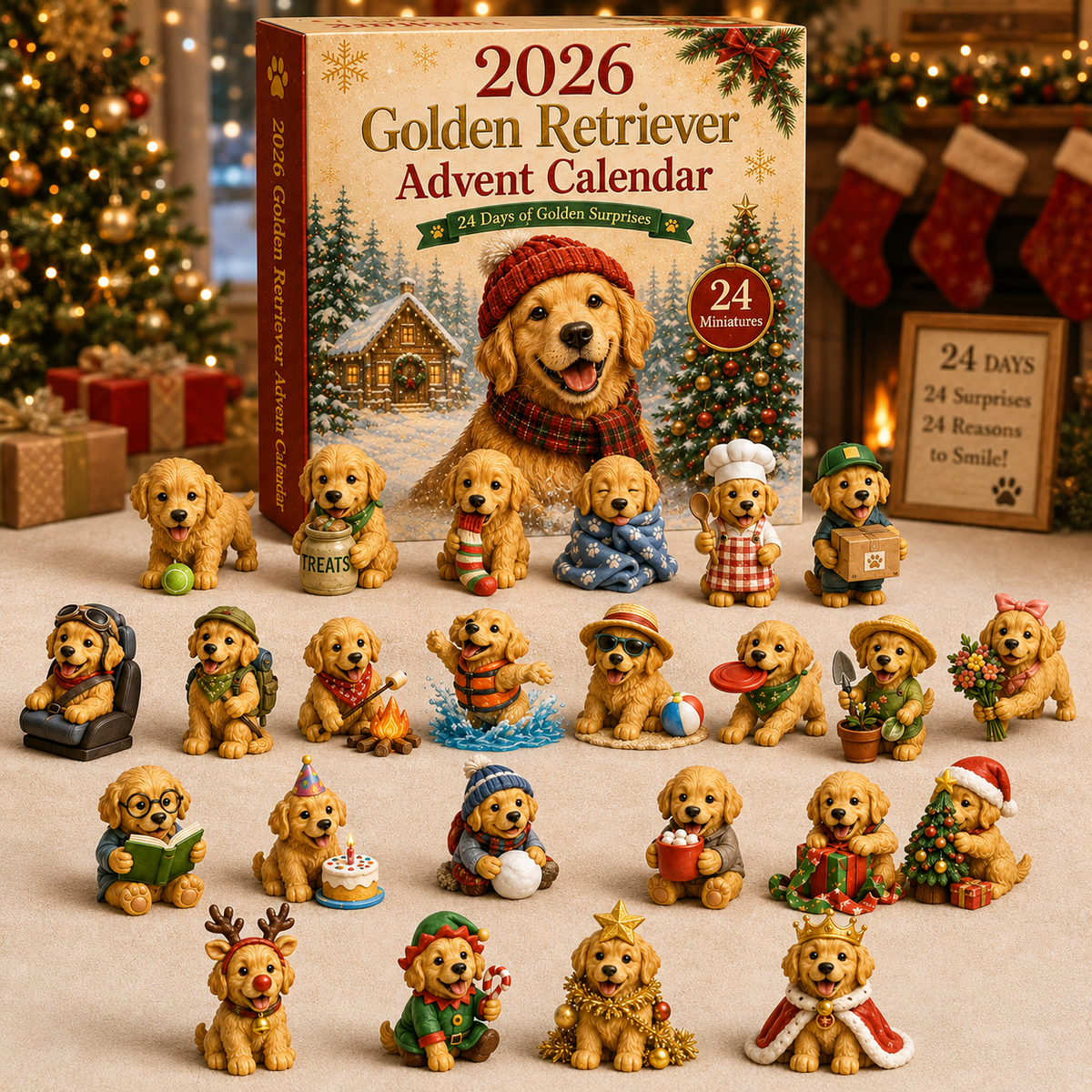 Calendrier de l'Avent Golden Retriever 2026 – 24 Surprises Canines Festives pour Chiens 4