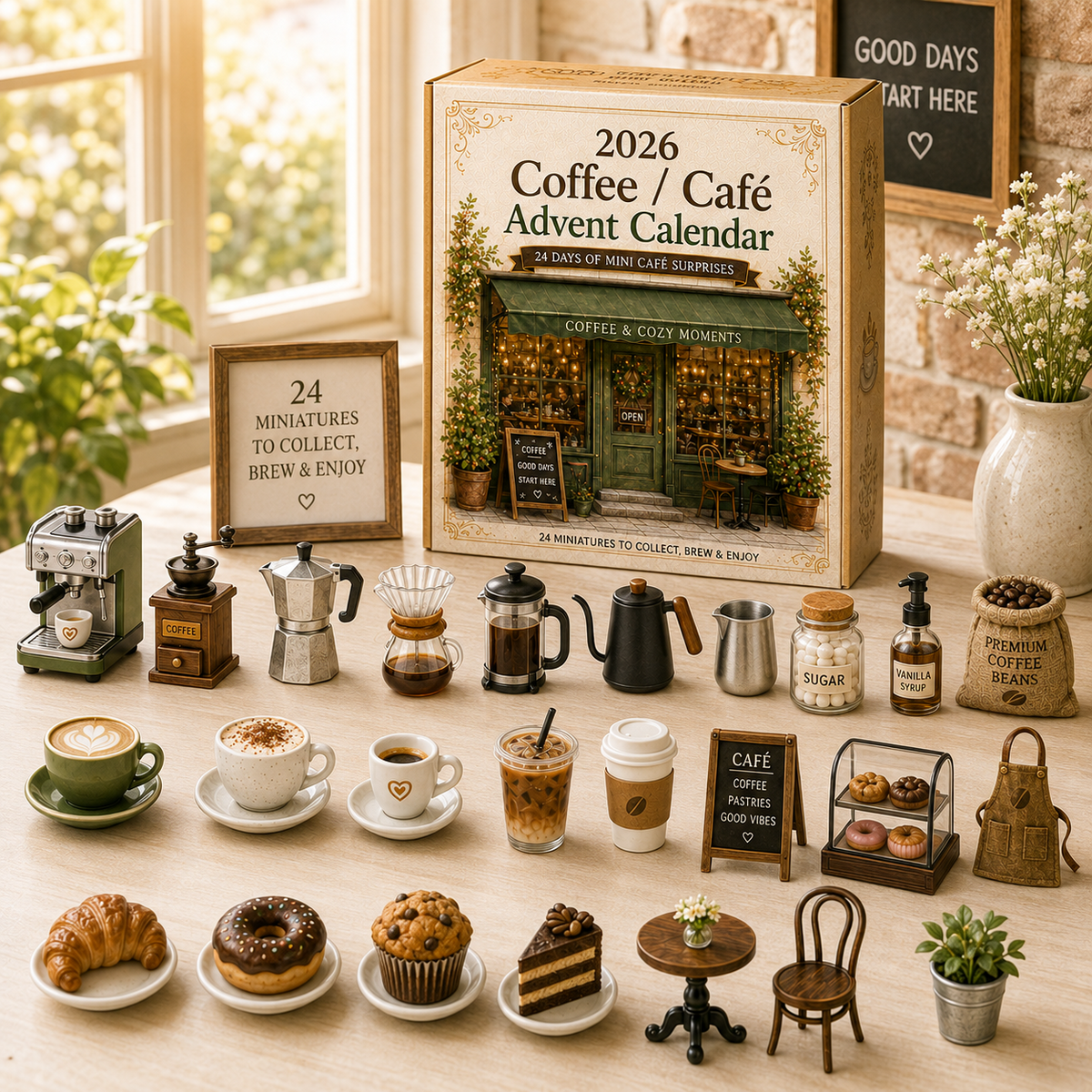 Calendrier de l'Avent Original 2026 Cosy Café – 24 Surprises Miniatures pour Amateurs de Café 3