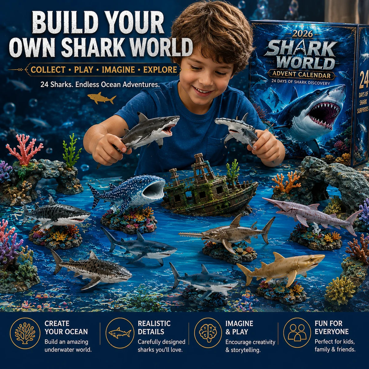 Calendrier de l'Avent Original Shark World 2026 – 24 Jours d'Aventures Sous-Marines 3