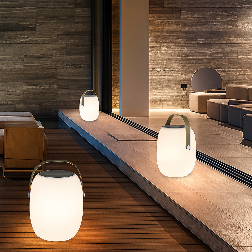 Lampe LED solaire extérieure lumière chaude jardin terrasse rechargeable étanche style moderne