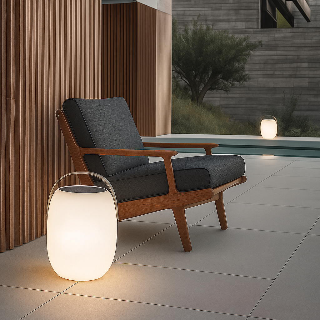 Lampe LED solaire extérieure lumière chaude jardin terrasse rechargeable étanche style moderne