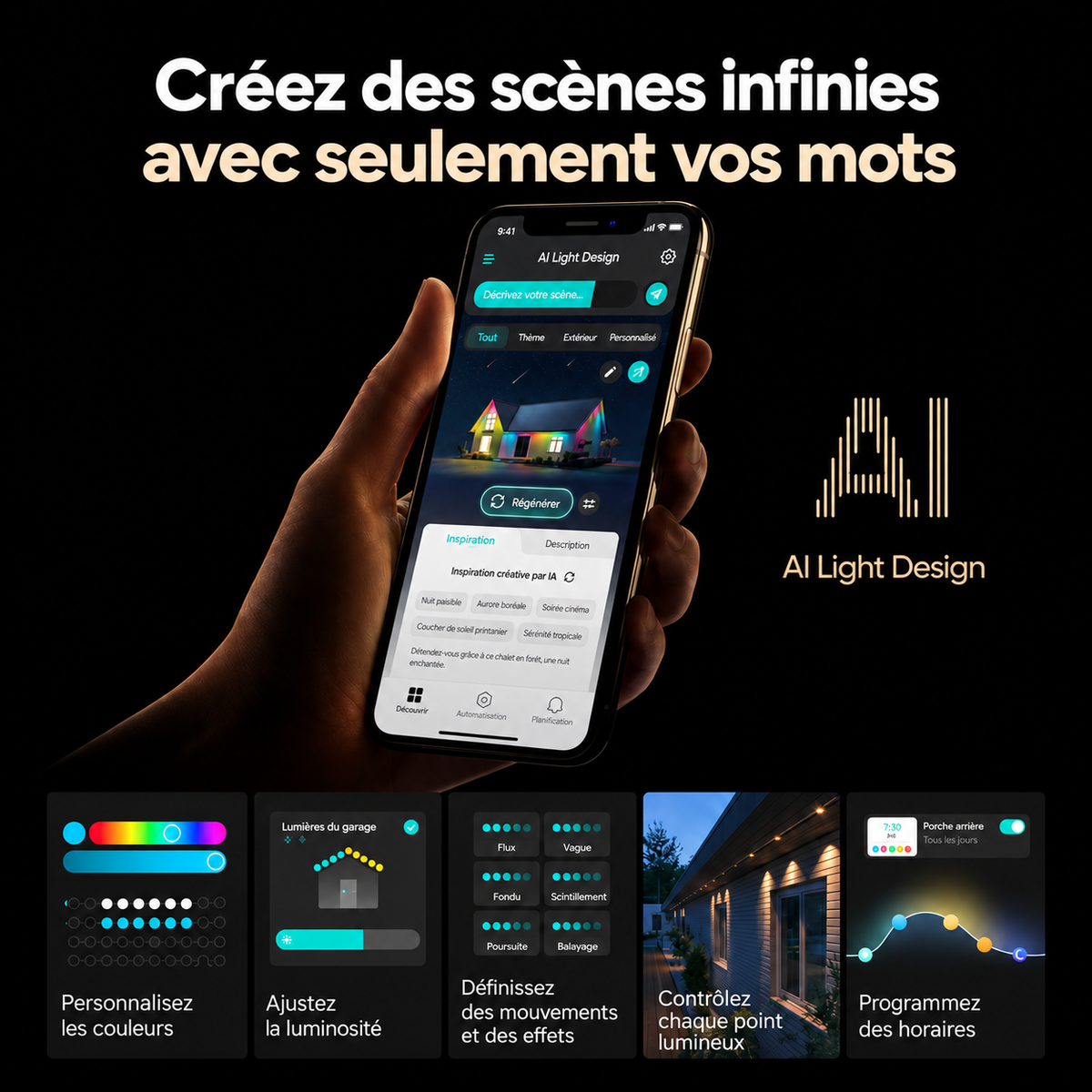Lumière LED Extérieure Permanente Multicolore Intelligente