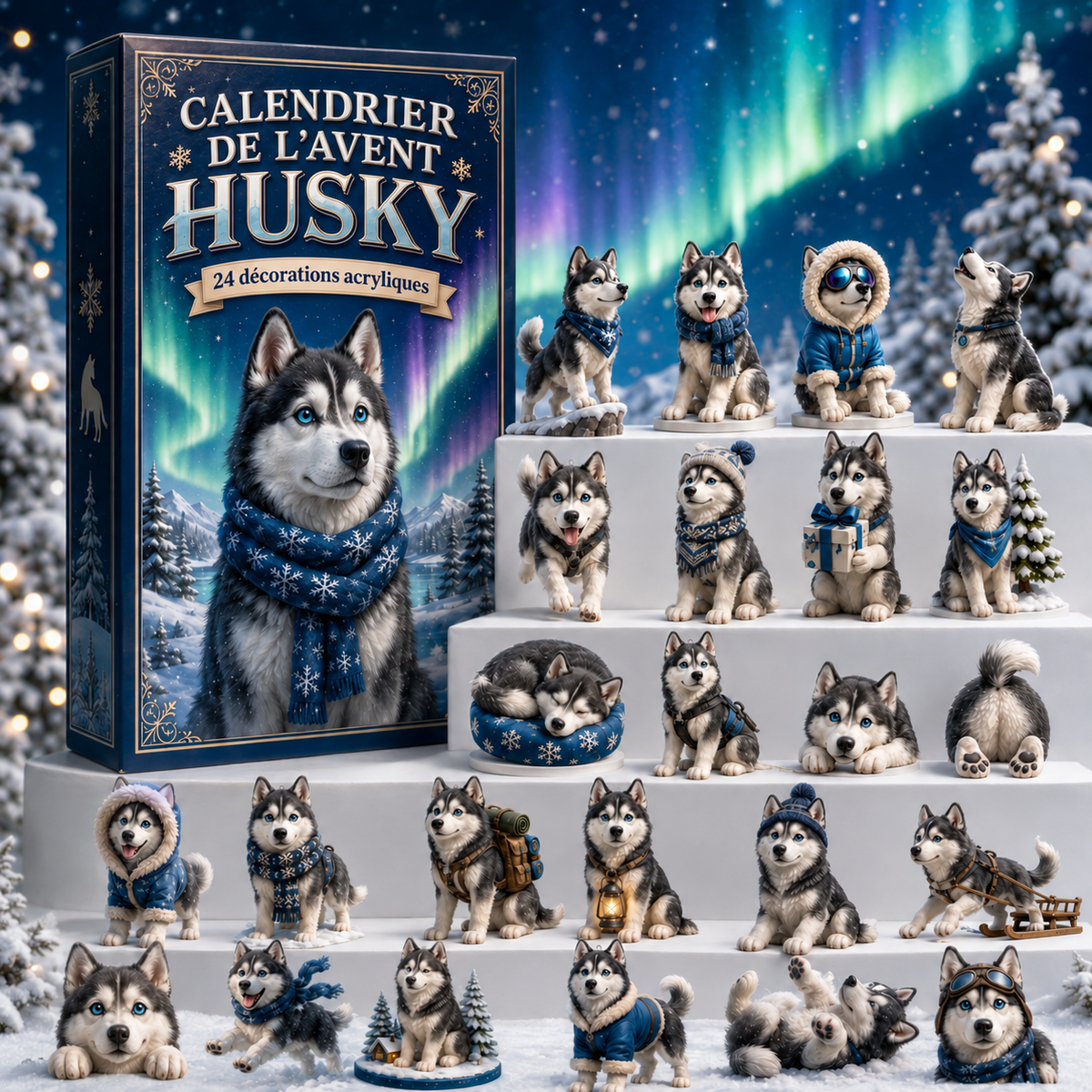 Calendrier de l'Avent Husky 2026 – Compte à Rebours Festif avec 24 Compartiments