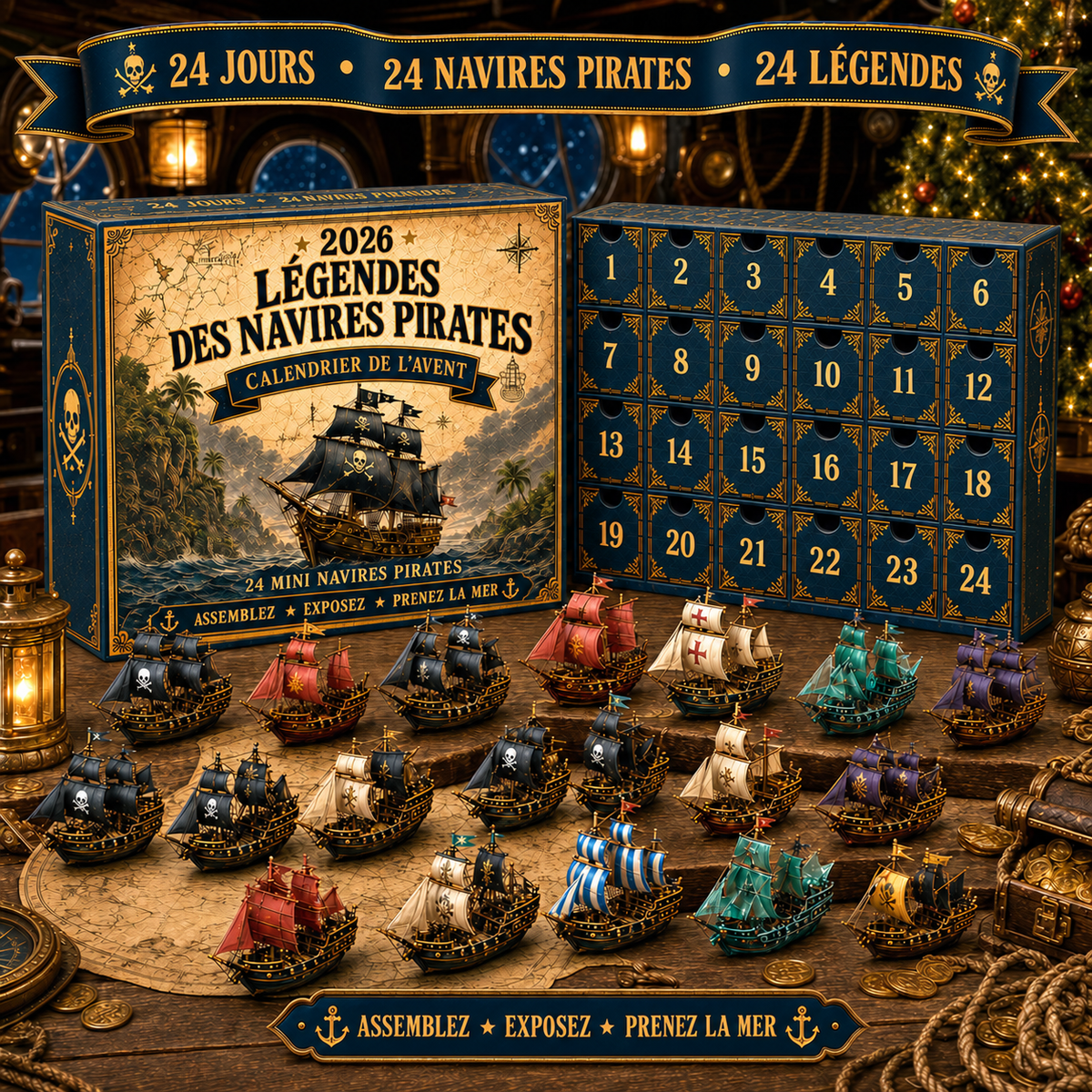 Calendrier de l’Avent Bateaux Pirates 2026 – 24 Navires Miniatures à Collectionner