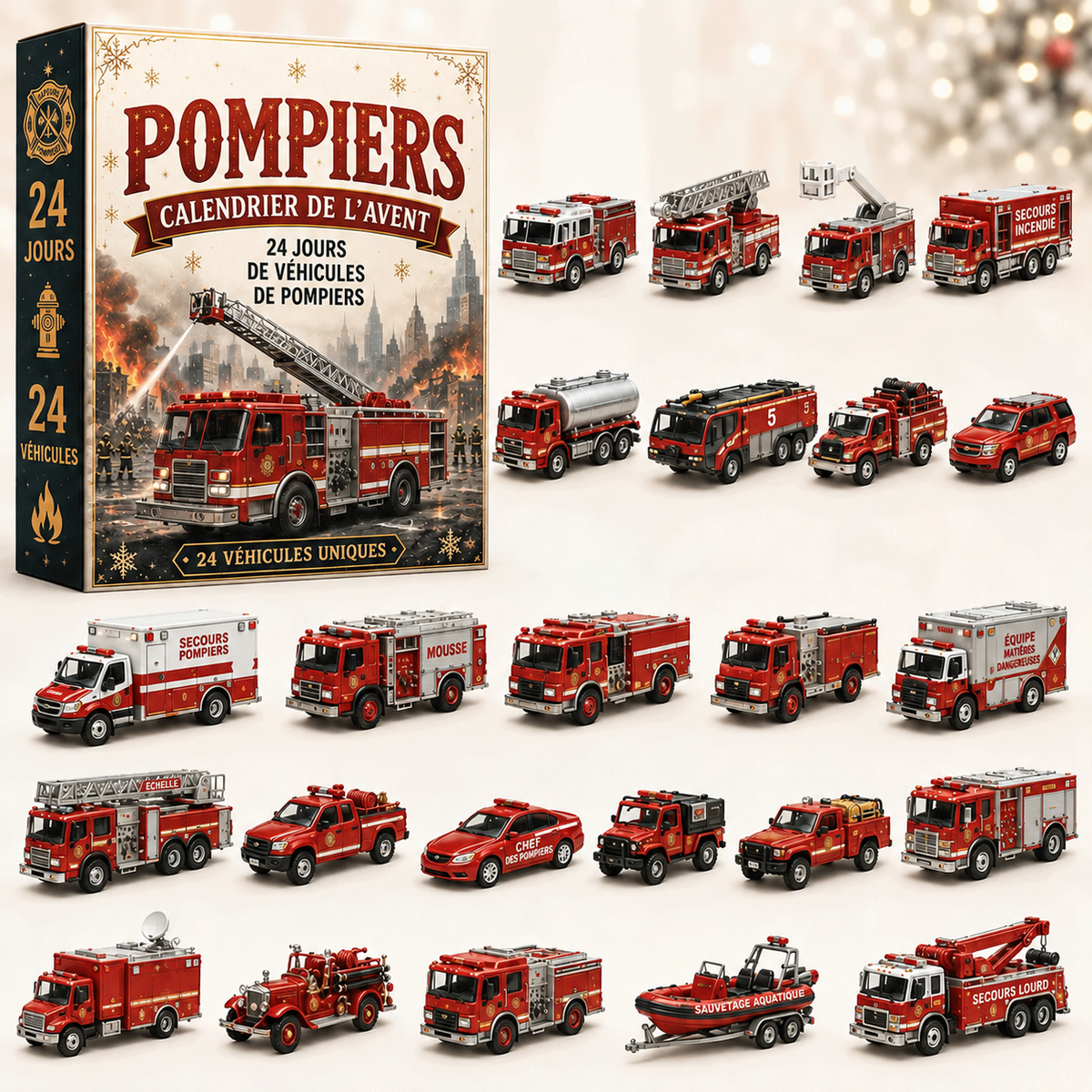 Calendrier de l’Avent 24 Jours – Véhicules de Pompiers 3D
