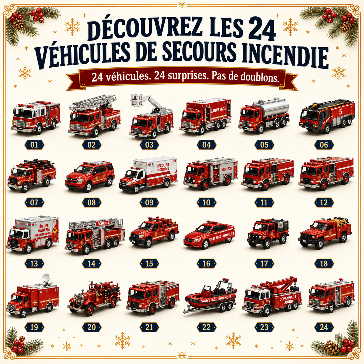 Calendrier de l’Avent 24 Jours – Véhicules de Pompiers 3D