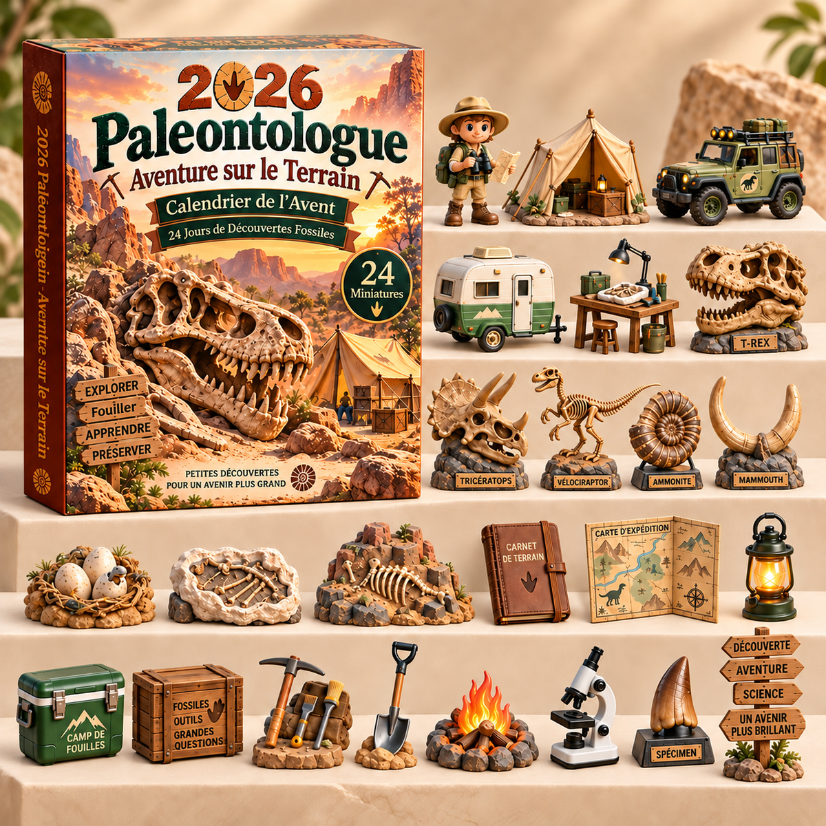 Calendrier de l'Avent Original Paléontologie 2026 – 24 Jours d'Aventures Préhistoriques