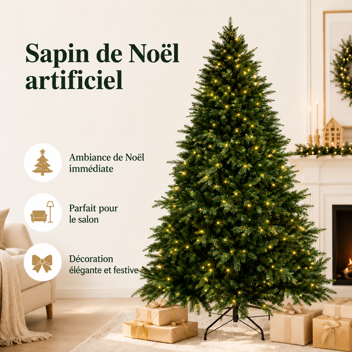 Sapin de Noël Artificiel 120–180 cm en PE/PVC