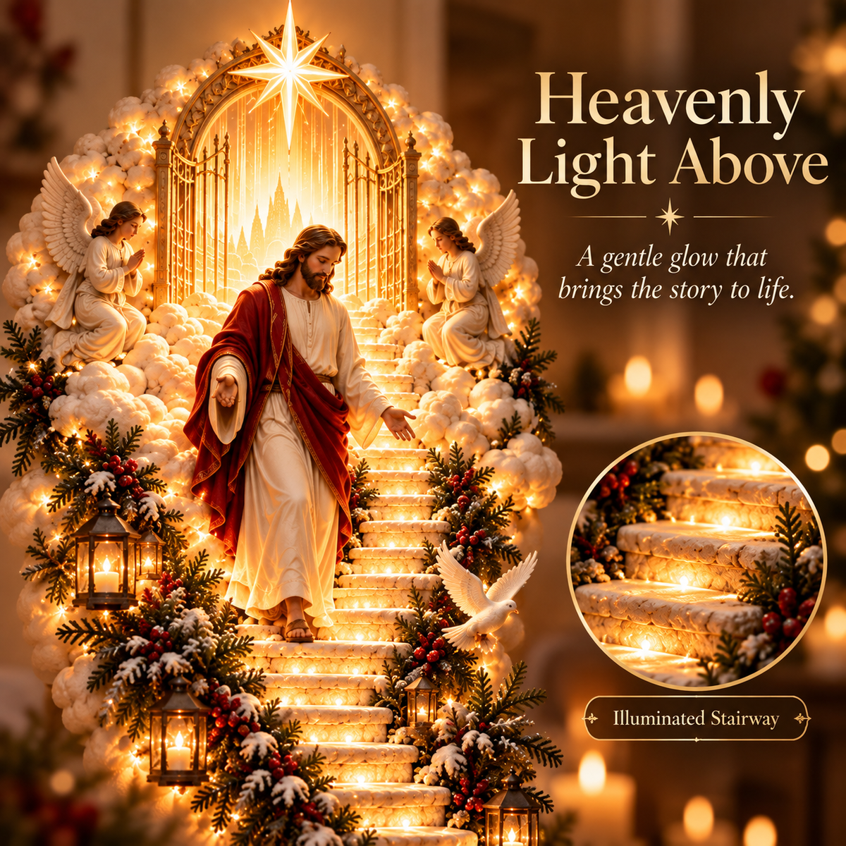 Décoration murale lumineuse Lumière du Ciel – Crèche 3D avec Jésus ou Ange
