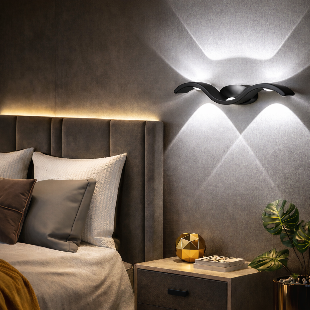 Applique murale LED extérieur blanc chaud aluminium IP65 éclairage up down moderne façade terrasse jardin