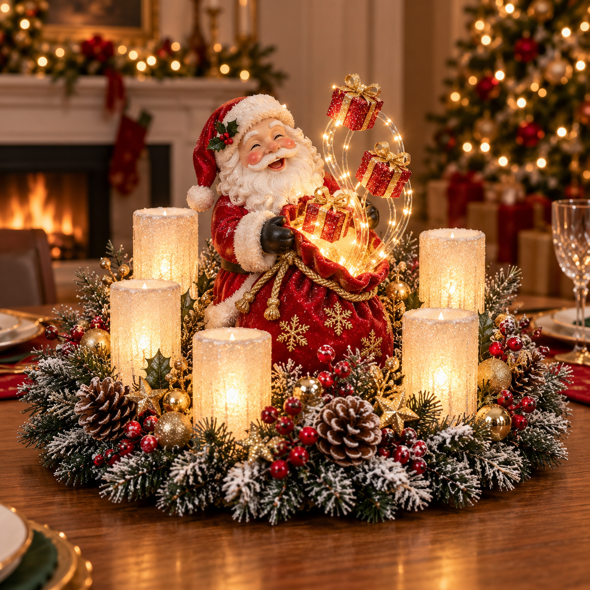 Décoration de Noël Lumineuse avec Bougie Sans Flamme