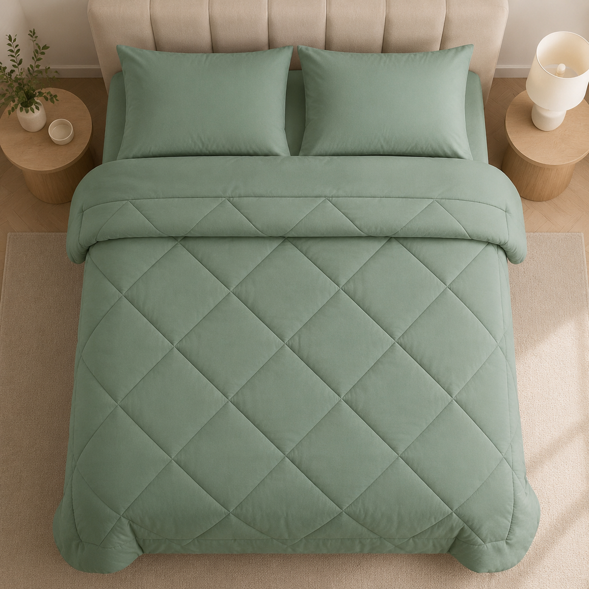 Couette 2 en 1 | Microfibre Douce, Finition Losanges 0