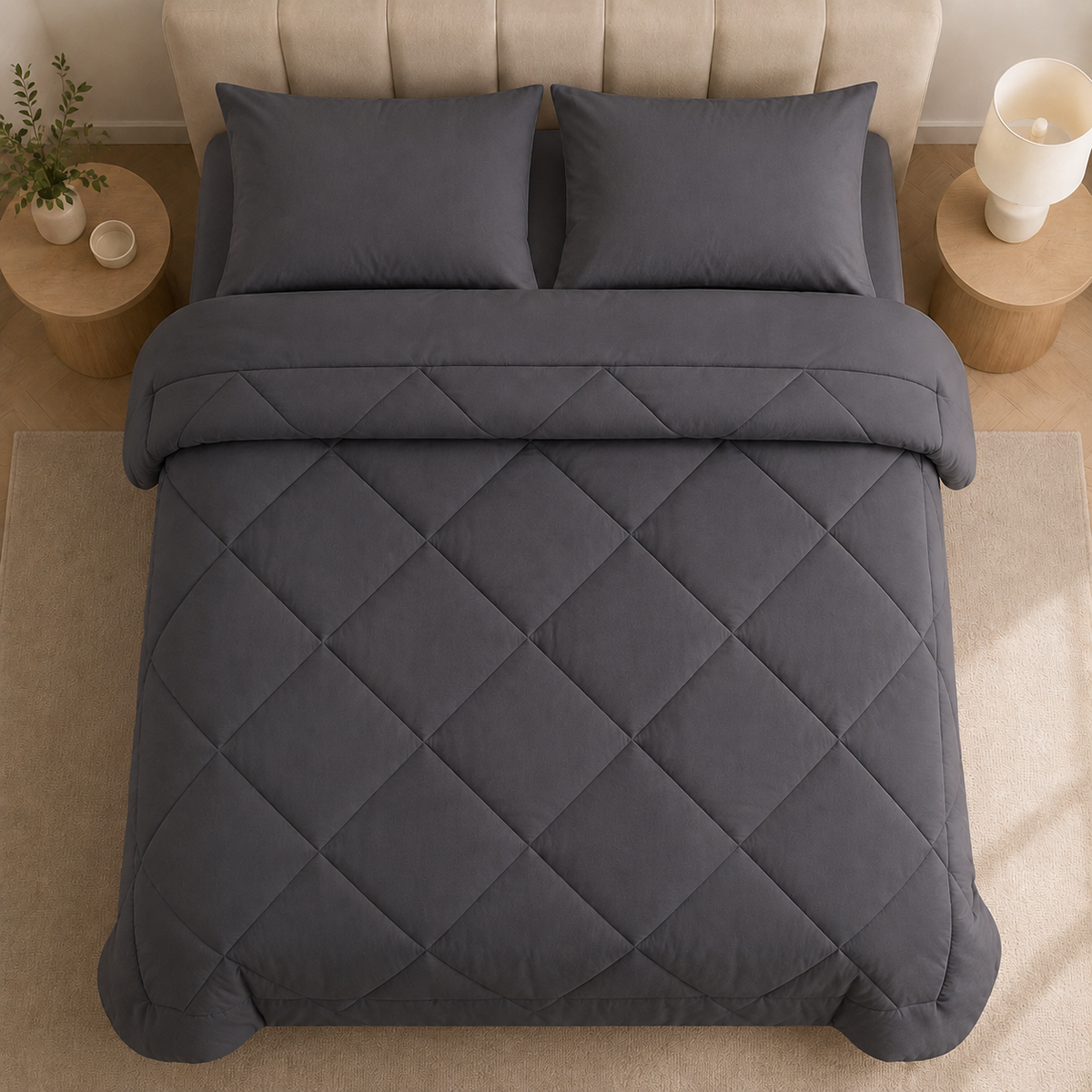 Couette 2 en 1 | Microfibre Douce, Finition Losanges 5