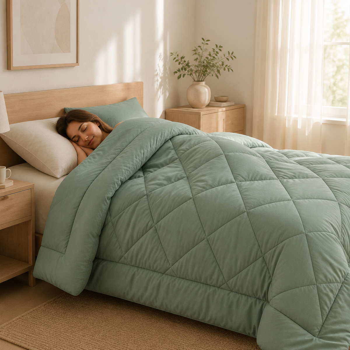 Couette 2 en 1 | Microfibre Douce, Finition Losanges 8