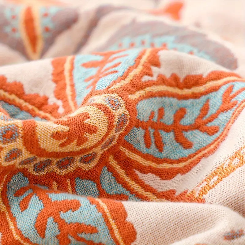 Couverture | Motif Floral Rustique, 100 % Coton 7