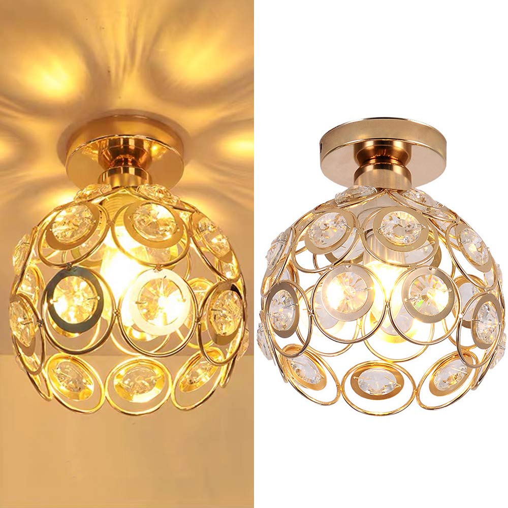 LumaAurora – Plafonnier Cristal Luxe Finition Dorée Salon/Hall