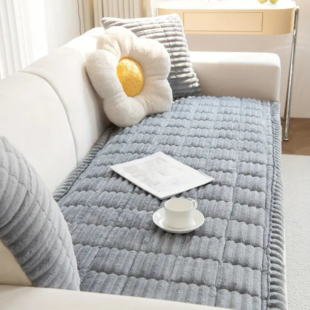 Housse de canapé | Bords Plissés, Tissu en Peluche 5