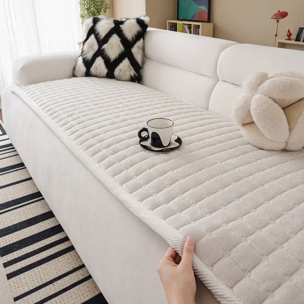 Housse de canapé | Matelassée, Texture en Peluche Douce 0
