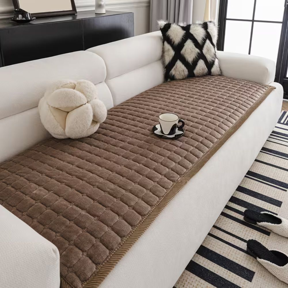 Housse de canapé | Matelassée, Texture en Peluche Douce 4