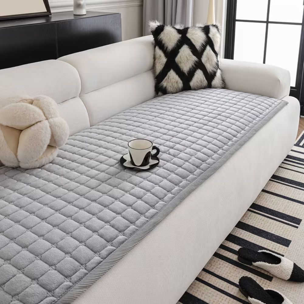 Housse de canapé | Matelassée, Texture en Peluche Douce 7