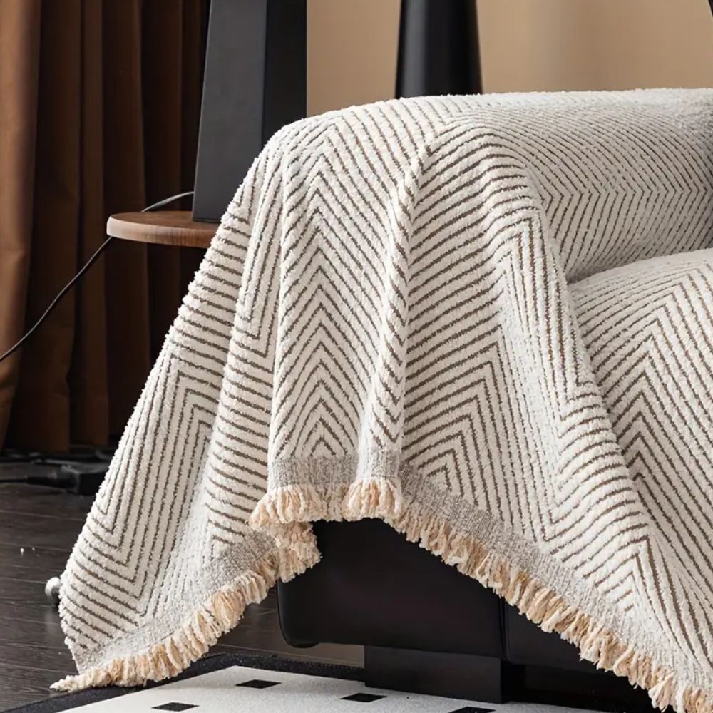 Housse de canapé | Motif chevrons, rayures ajustée 4