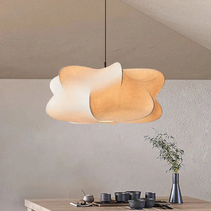 Suspension Japonaise en Soie LED Warm Blanc pour Salon