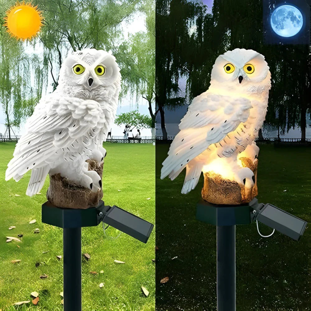 Lampe Solaire Jardin | Design Hibou Réaliste, Résistance aux Intempéries 1