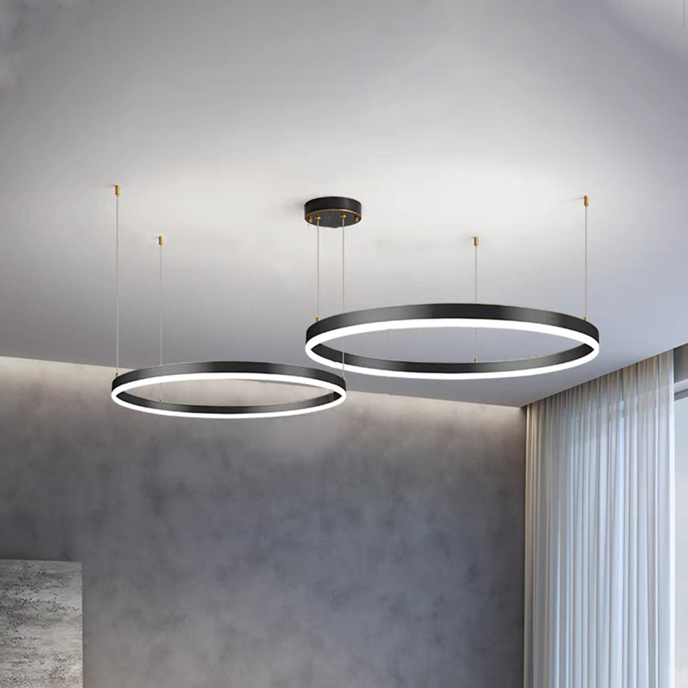 Lampe à Suspension | Anneau LED Métal Noir, Or, Café Réglable 0