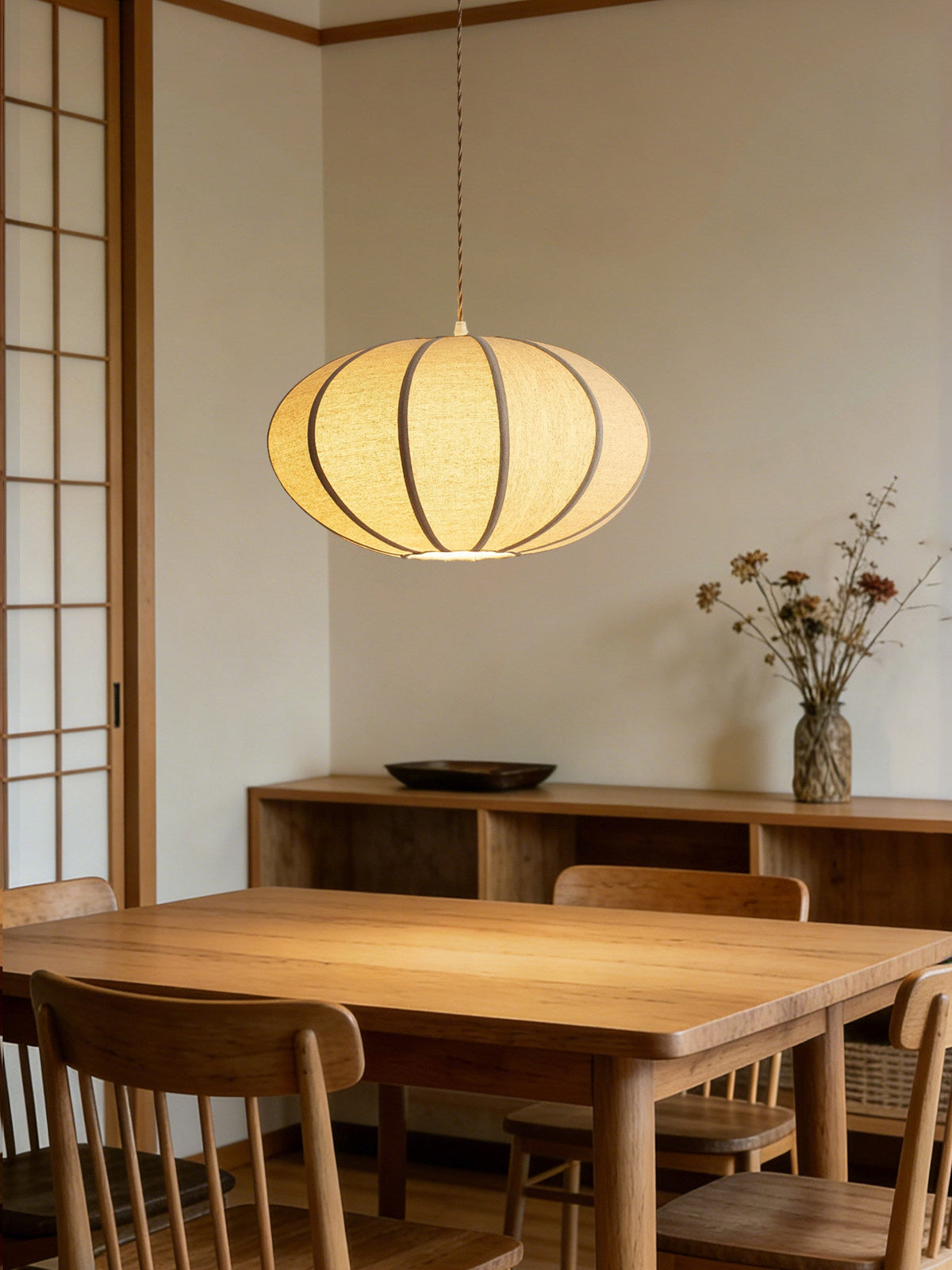 Lampe à suspension | Abat-jour en tissu côtelé, Design suspendu 3