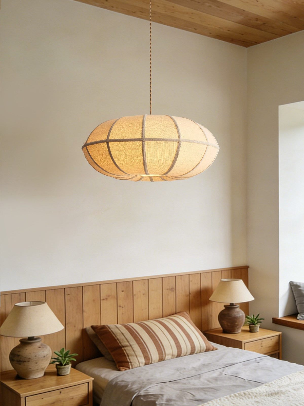 Lampe à suspension | Abat-jour en tissu côtelé, Design suspendu 5