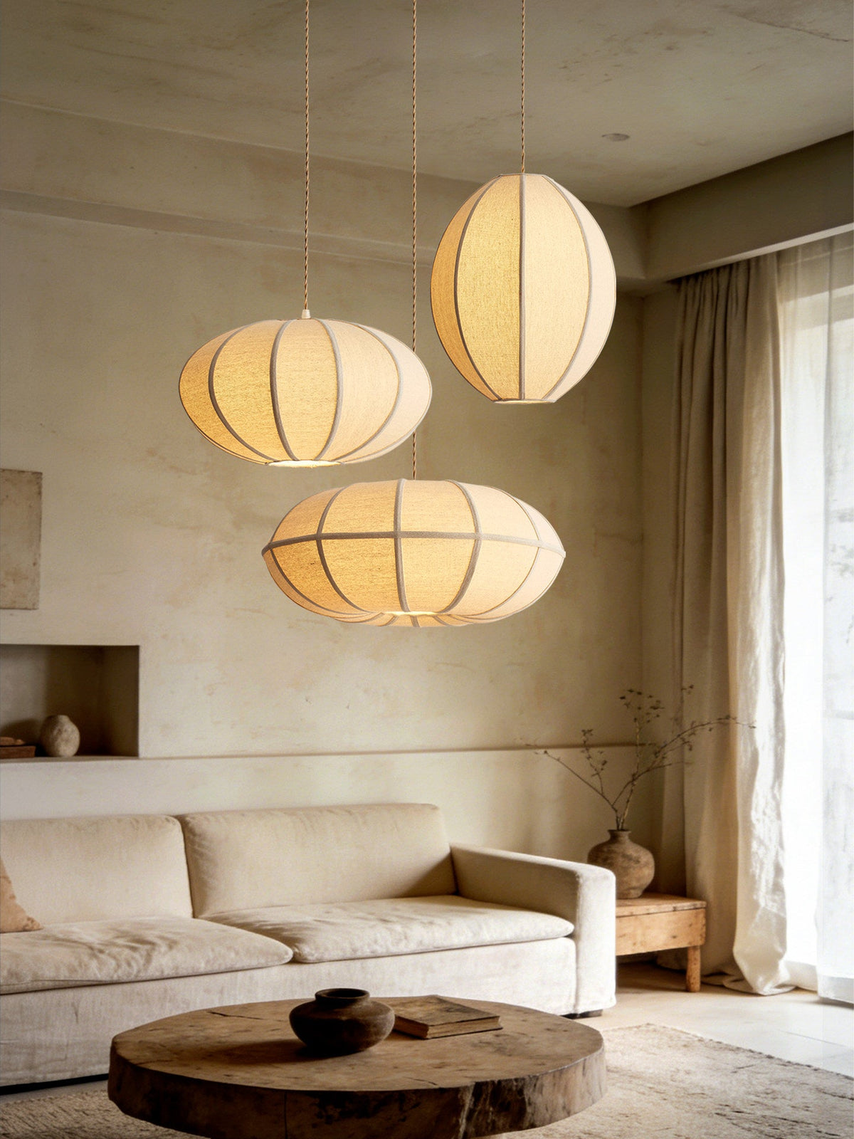 Lampe à suspension | Abat-jour en tissu côtelé, Design suspendu 7