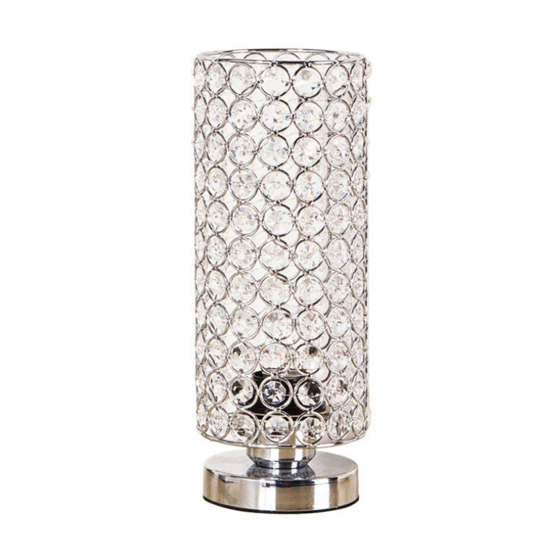 LuminaCrystal – Lampe de table en chrome avec éclairage nocturne en cristal