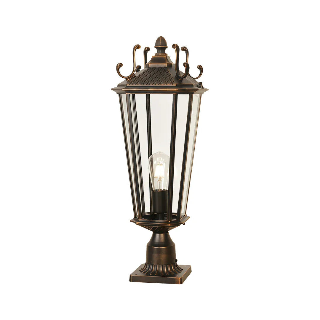 Luminaire Extérieur Vintage Européen, Lot de 2 Lampadaires en Aluminium Noir et Or avec Verre Semi-Transparent 0