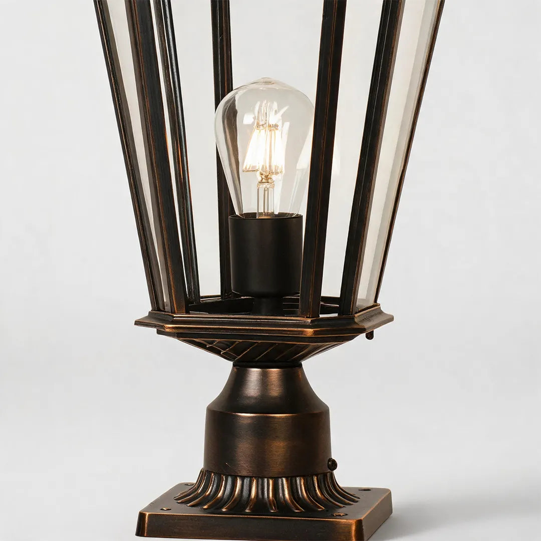 Luminaire Extérieur Vintage Européen, Lot de 2 Lampadaires en Aluminium Noir et Or avec Verre Semi-Transparent 8