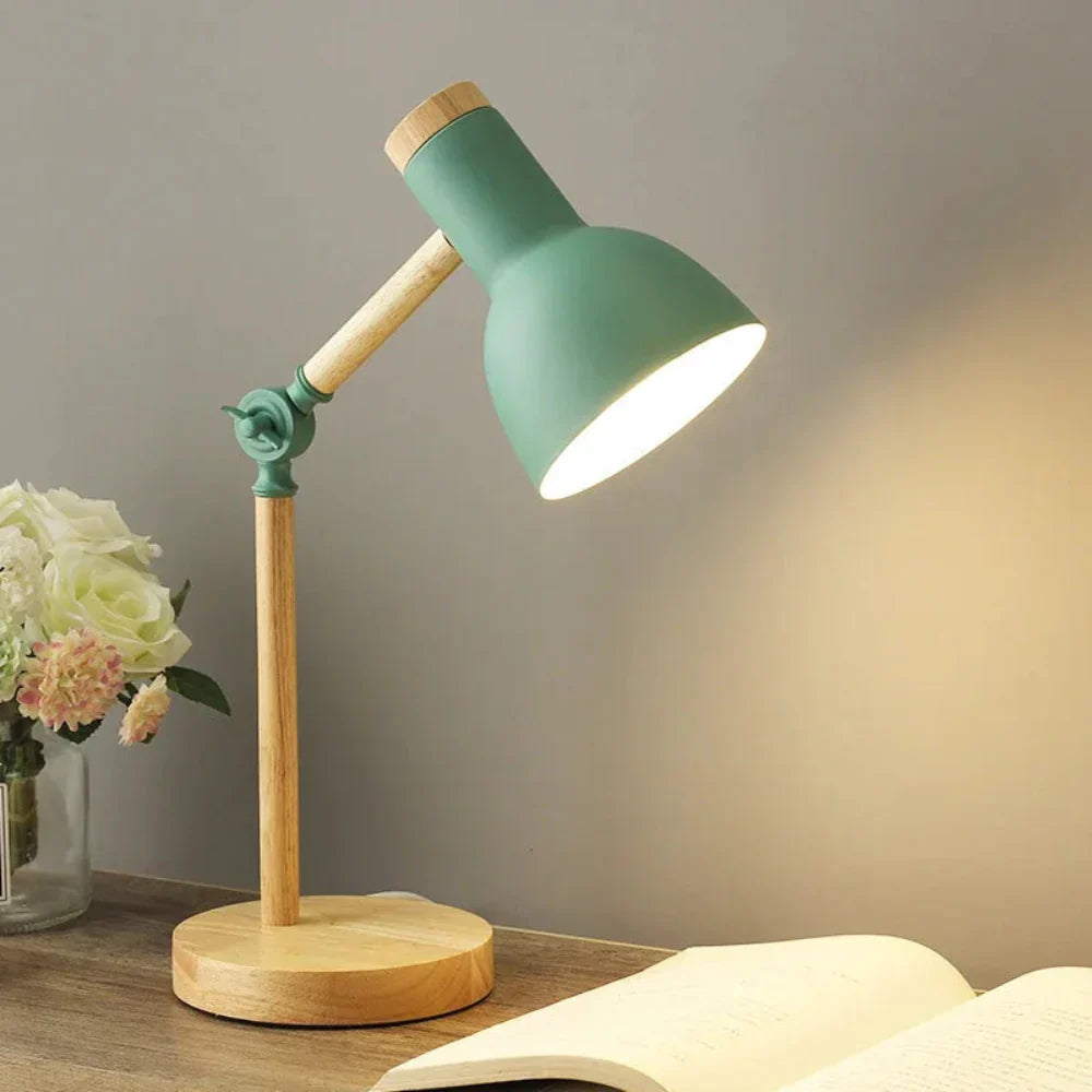 LumiBois Lampe de Bureau LED Moderne Bois Naturel Réglable Bureau