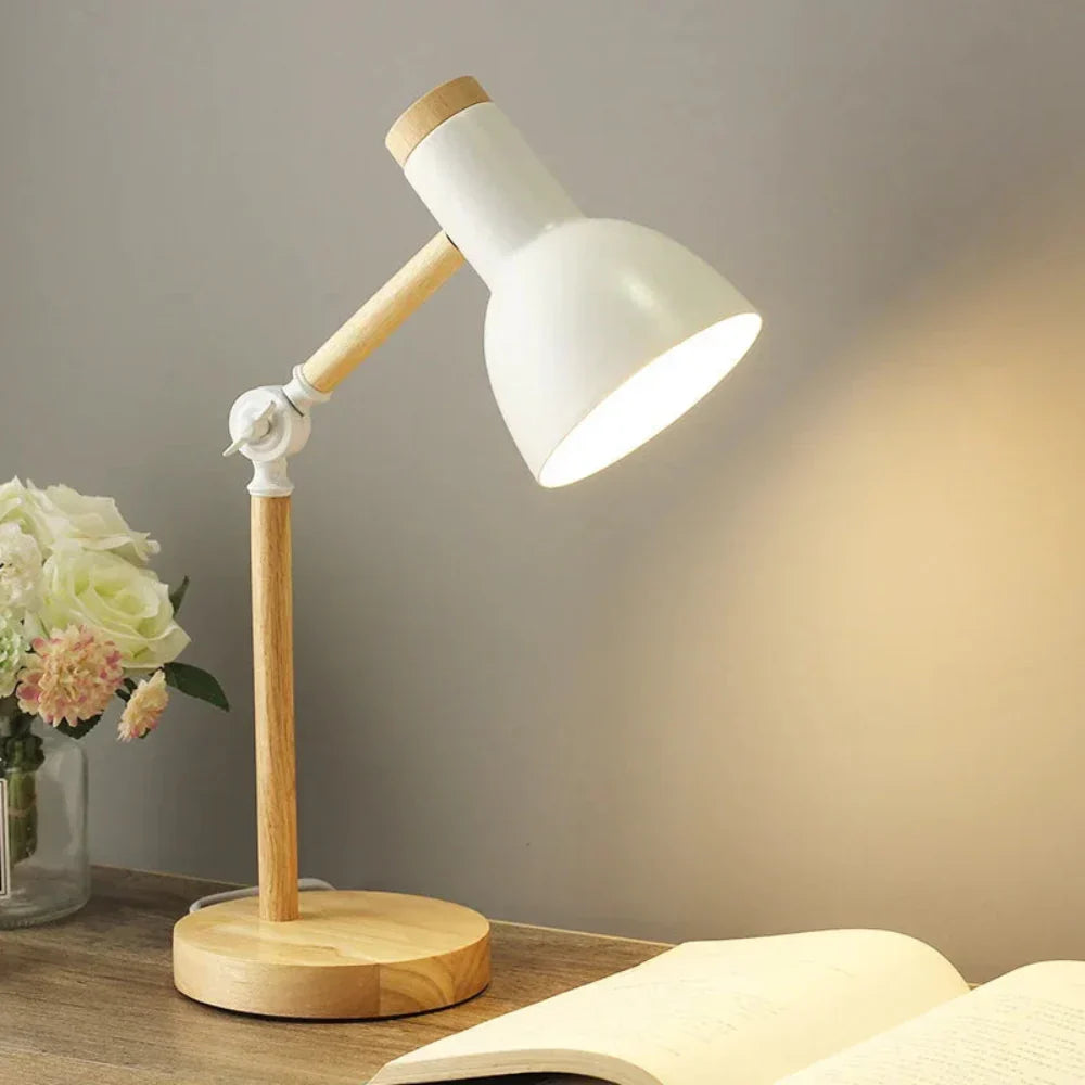 LumiBois Lampe de Bureau LED Moderne Bois Naturel Réglable Bureau