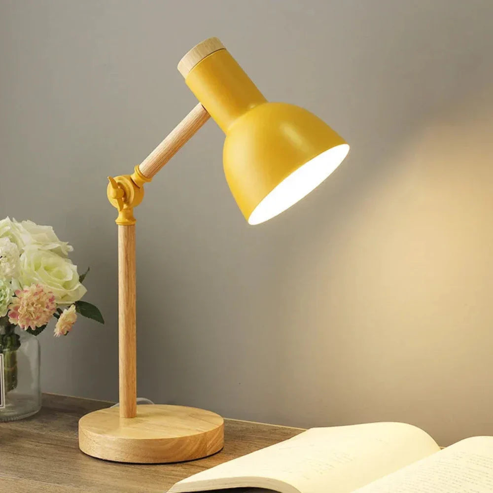 LumiBois Lampe de Bureau LED Moderne Bois Naturel Réglable Bureau