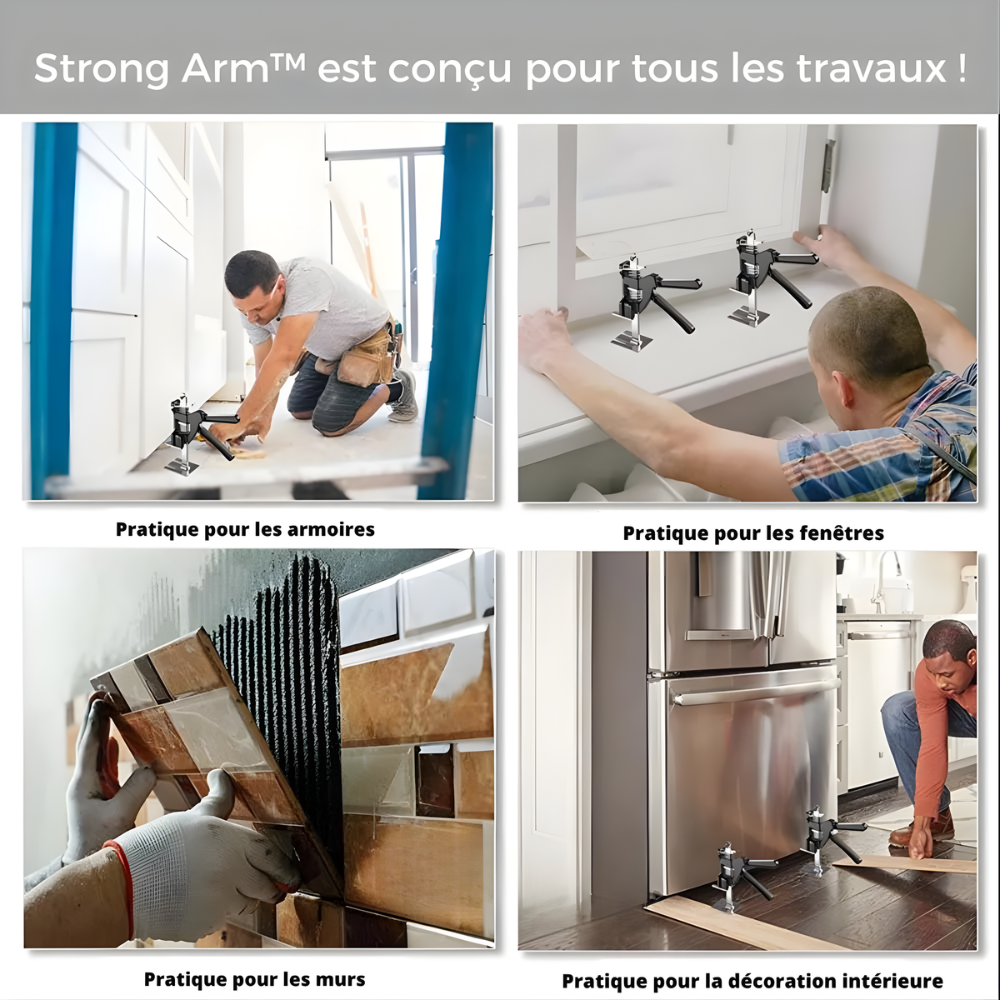 Outil de levage manuel 150 kg en acier inoxydable pour positionnement, installation, sol, porte et fenêtre