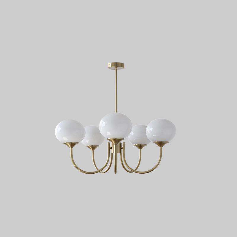 Lumora – Lustre Moderne en Verre Blanc, Salon, Design Doux