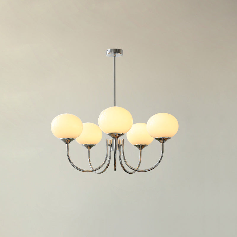 Lumora – Lustre Moderne en Verre Blanc, Salon, Design Doux