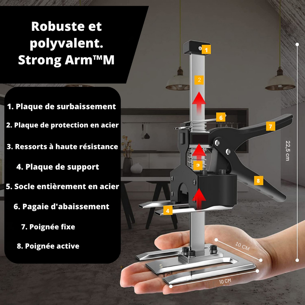 Outil de levage manuel 150 kg en acier inoxydable pour positionnement, installation, sol, porte et fenêtre